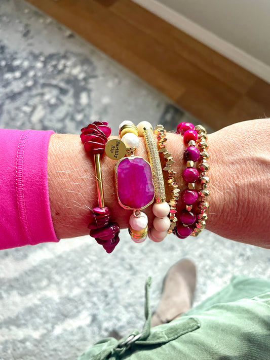 Raspberry Stack Bracelet Set